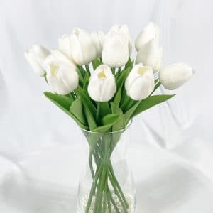 ดอกไม้ปลอม ดอกไม้ประดิษฐ์ดอกทิวลิปสีขาว