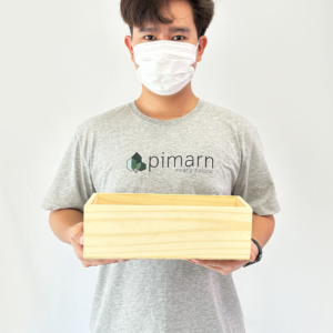 กระถางรางหมู ขนาด10x30CM สีไม้