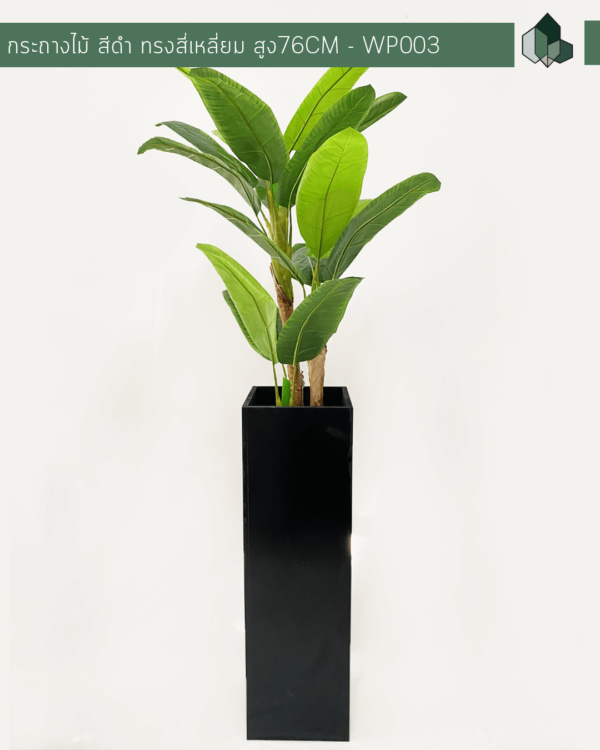 กระถางไม้ ขนาดใหญ่ทรงสี่เหลี่ยม สีดำ สูง 76 CM