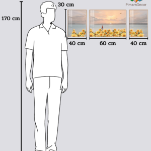 กรอบรูปและรูปภาพตกแต่ง รูปดอกทานตะวันและทะเล 3ชิ้น สูง30CM