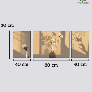 กรอบรูปและรูปภาพตกแต่ง รูปแจกันดอกไม้ 3ชิ้น สูง30CM