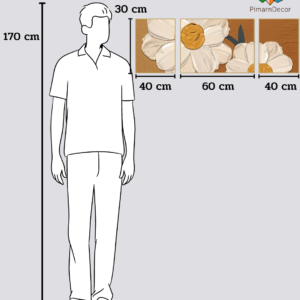 กรอบรูปและรูปภาพสำหรับตกแต่ง รูปดอกไม้สีขาว 3ชิ้น สูง30CM