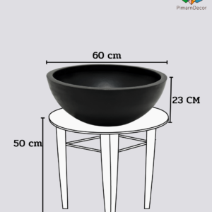 กระถางบัว ขนาดใหญ่ ทรงกลม สีดำ