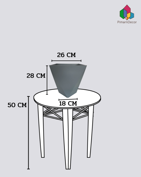 กระถางพลาสติก ขนาด 10 นิ้ว ทรงสี่เหลี่ยมเพชร สีเทา