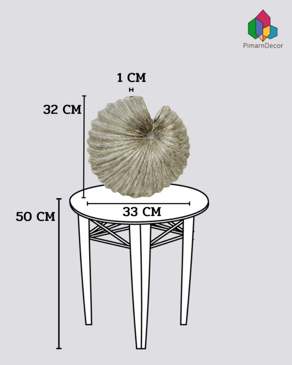 ของตกแต่งดินเผา รูปทรงหอย สีน้ำตาลขาว สูง 32 CM