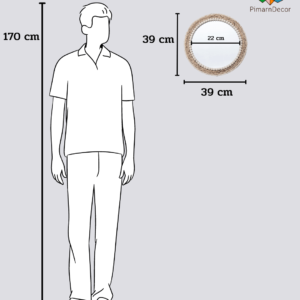 ของตกแต่งผนัง หวายสาน พร้อมกระจก ทรงกลมกรอบลูกปัด ขนาด 39 CM