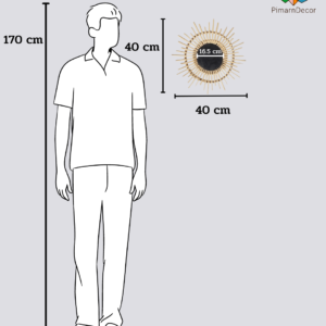 ของตกแต่งผนัง หวายสาน พร้อมกระจก ทรงพระอาทิตย์ ขนาด 40 CM