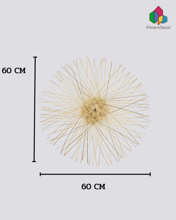 งานจักสานตกแต่งผนัง ไม้ไผ่ รูปทรงกลม มีดาวตรงกลาง ขนาด 60 CM