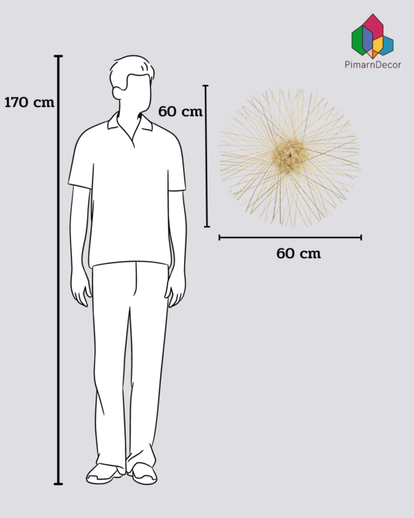 งานจักสานตกแต่งผนัง ไม้ไผ่ รูปทรงกลม มีดาวตรงกลาง ขนาด 60 CM