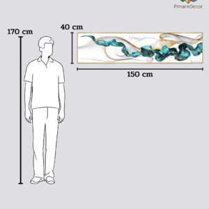 รูปภาพติดผนัง นูปภาพตกแต่ง ภาพกราฟิกสีน้ำเงินทอง ยาว1.5M