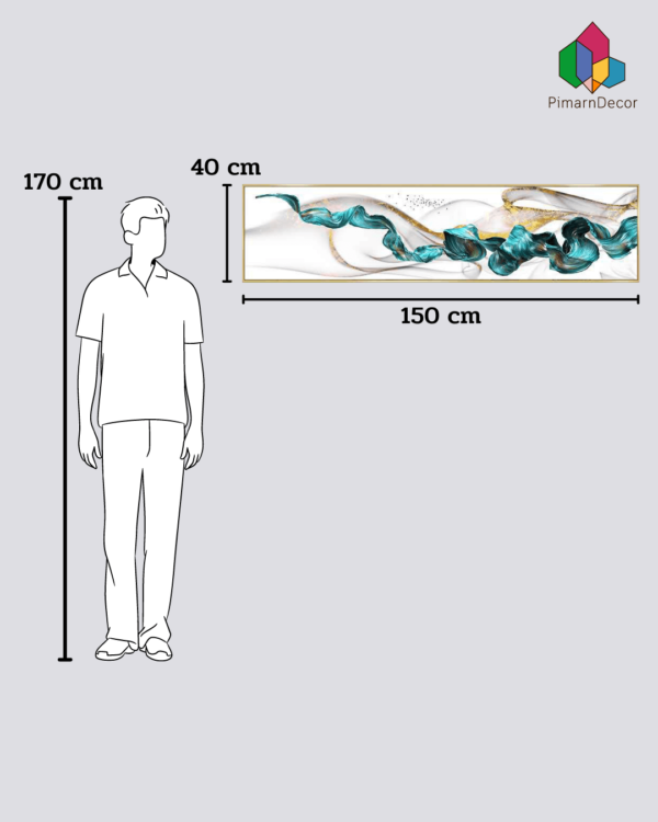 รูปภาพติดผนัง นูปภาพตกแต่ง ภาพกราฟิกสีน้ำเงินทอง ยาว1.5M