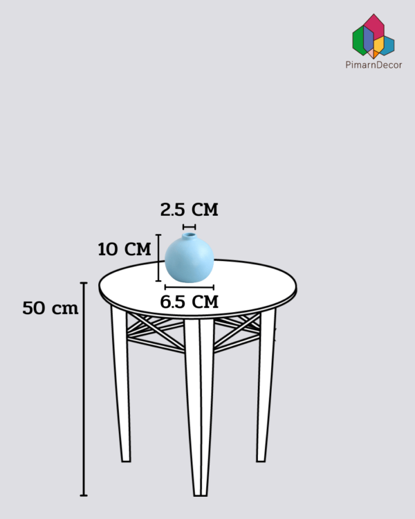 แจกันจิ๋ว ทรงกลม สีฟ้า สูง10CM