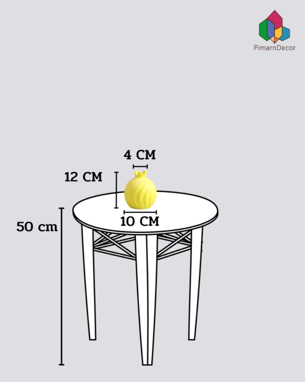 แจกันจิ๋ว ทรงทับทิม สีเหลือง สูง12CM