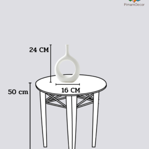 แจกันทรงกลม ปากแคบ มีช่องตรงกลาง สีขาว สูง24CM