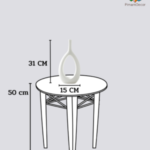 แจกันทรงกลม ปากแคบ มีช่องตรงกลาง สีขาว สูง31CM