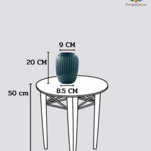 แจกันทรงกลม เซรามิก ลายแถบตรง สีเขียวแก่ สูง20CM