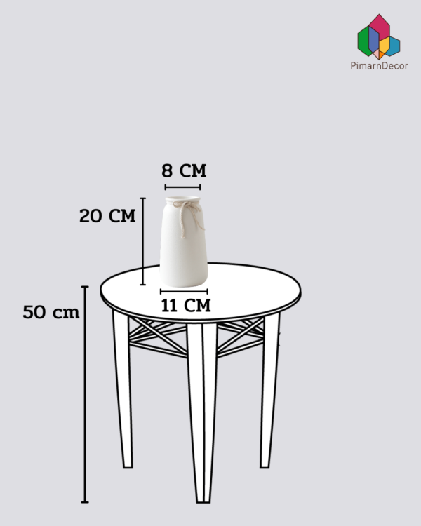 แจกันทรงสูง แจกันสีขาว พร้อมเชือกผูก สูง20CM