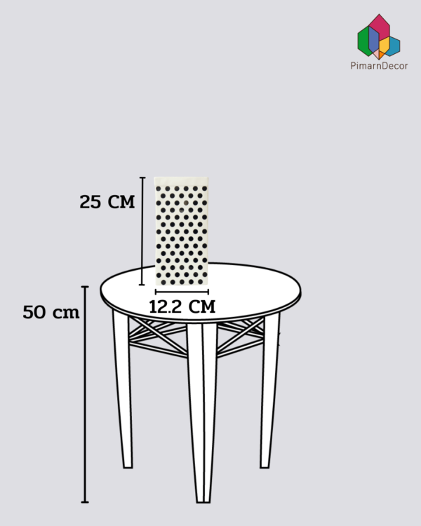 แจกันลายจุด ทรงสี่เหลี่ยม สีขาว สูง25CM