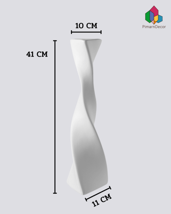 แจกันเซรามิก แจกันดอกไม้ แจกันเกลียว สีขาว สูง41CM