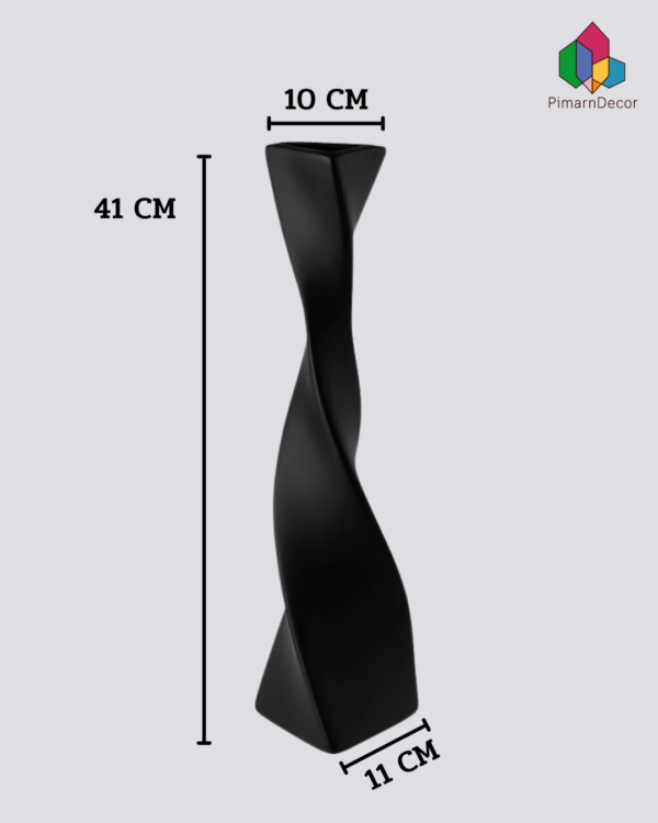 แจกันเซรามิก แจกันดอกไม้ แจกันเกลียว สีดำ สูง41CM