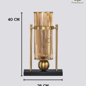 แจกันแก้ว มีฐานและโครงเหล็ก สีทองแดง สูง40CM